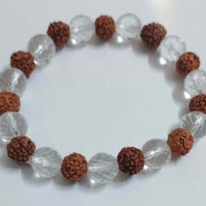 Clear Quartz Rudraksh bracelet (8mm diamond cut)